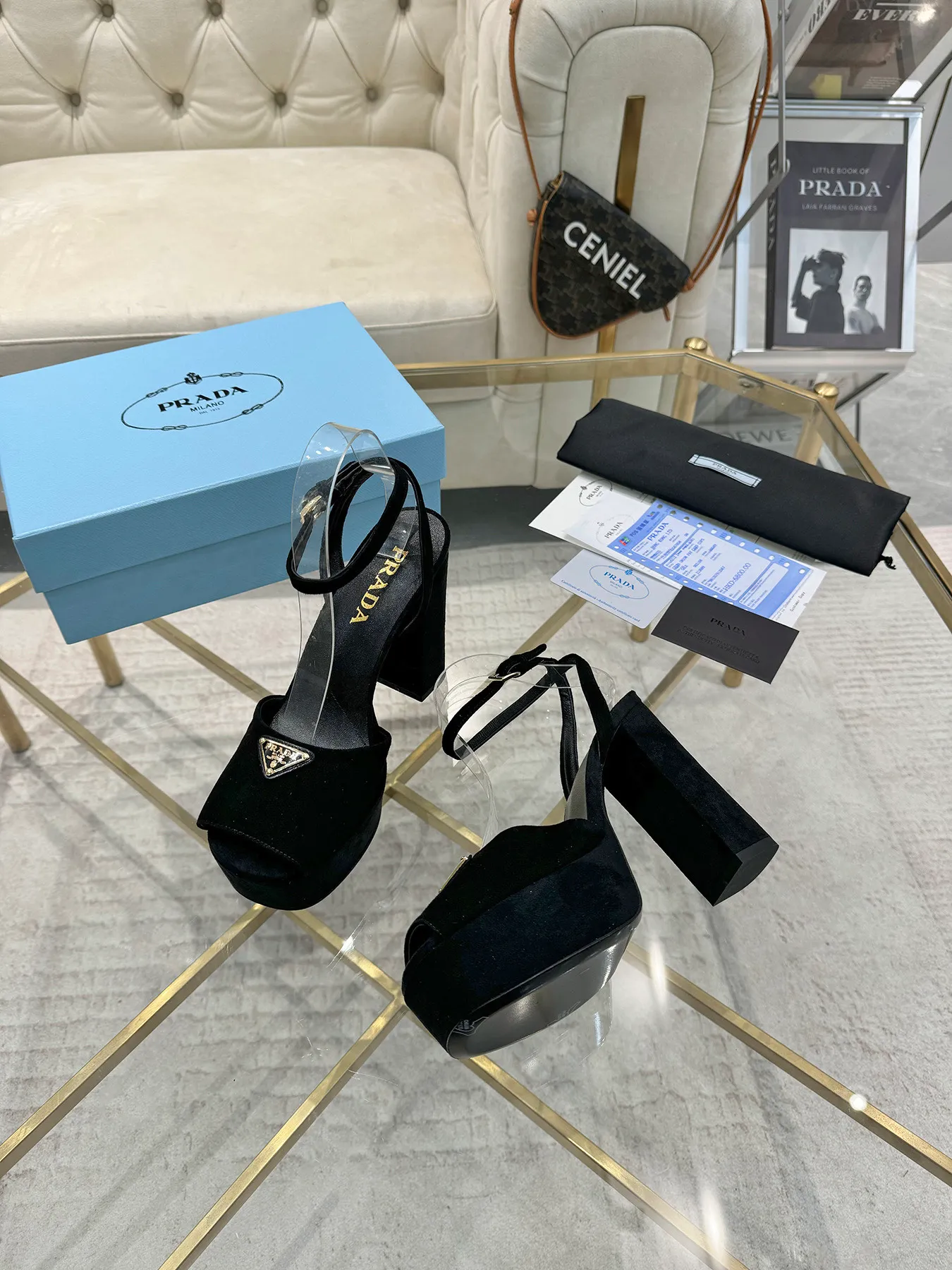 👟👟Ex-factory price 600👟👟 (imitation leather bottom-20) New arrival 👉Ready stock👈Remove the original board and make a 1:1 replica‼ ️The highest version ✅ Prada's early spring catwalk hot style 😘The latest spring style Thick heel square toe water platform series (genuine leather outsole) (simulated leather sole) A must-have for goddesses, super beautiful on the feet 👉The upper is made of imported original sheep leather, soft and textured, lining + foot pads, imported sheepskin lining, breathable and comfortable, private model water platform, heel, water platform 4M, heel height 13M Code number 35M-39M (34 40 41 42 43 is custom-made and cannot be returned or exchanged)